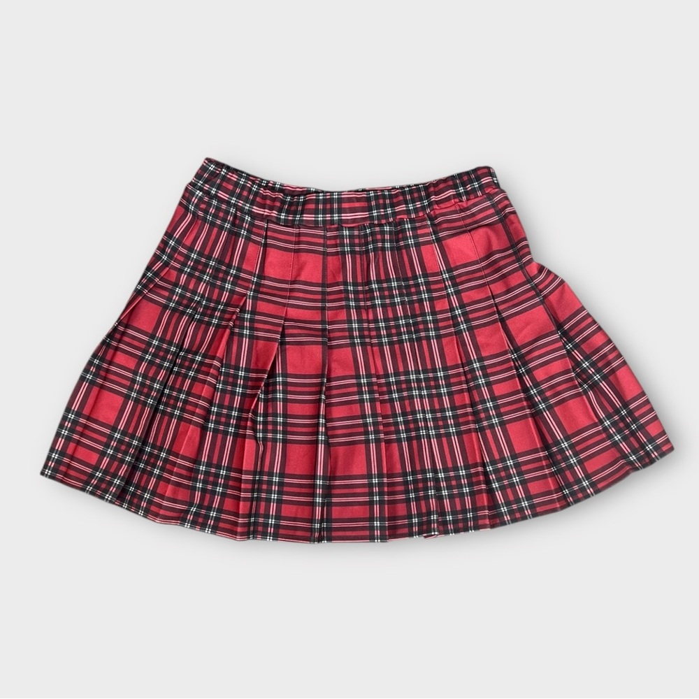 Red Plaid Mini pleated size L